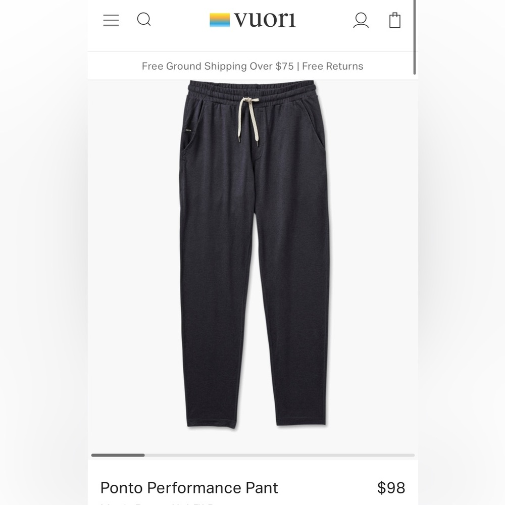 Vuori Ponto Pants Men size small